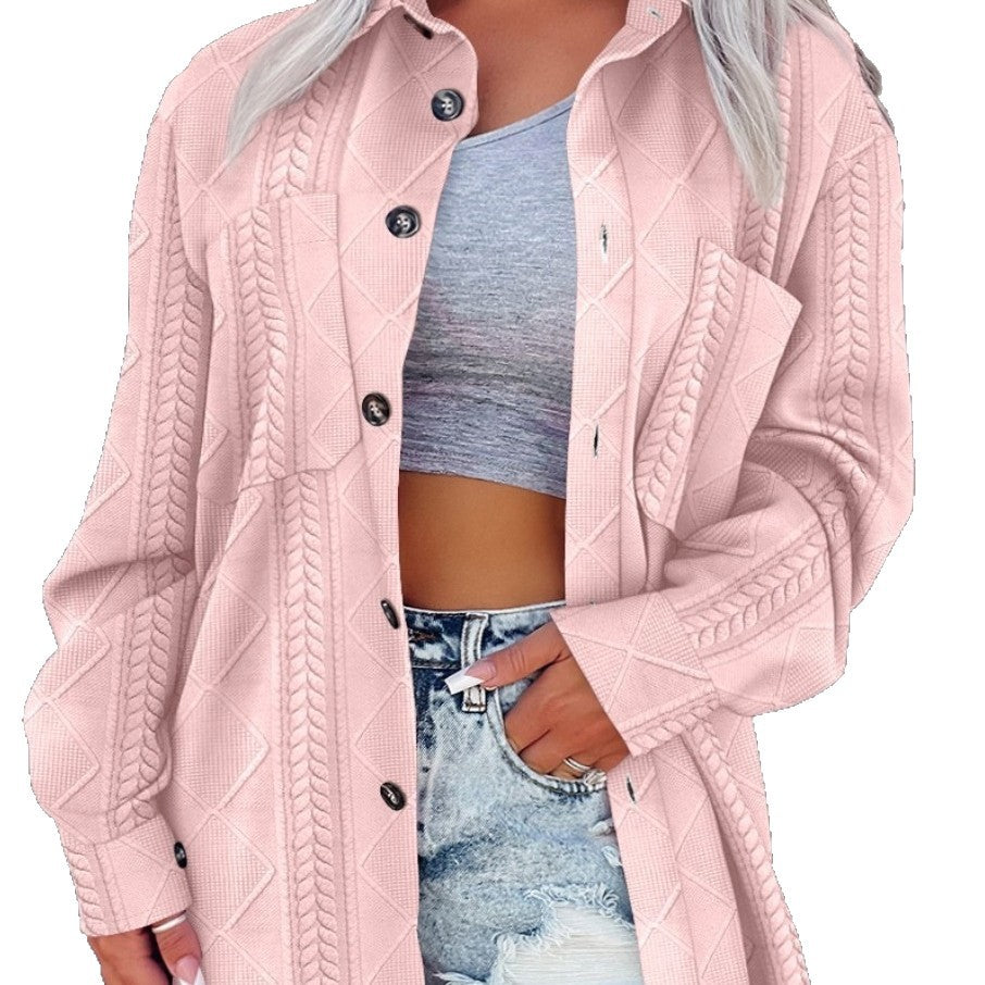 Relaxed knit jacket for women with structured design and button closure Lune London