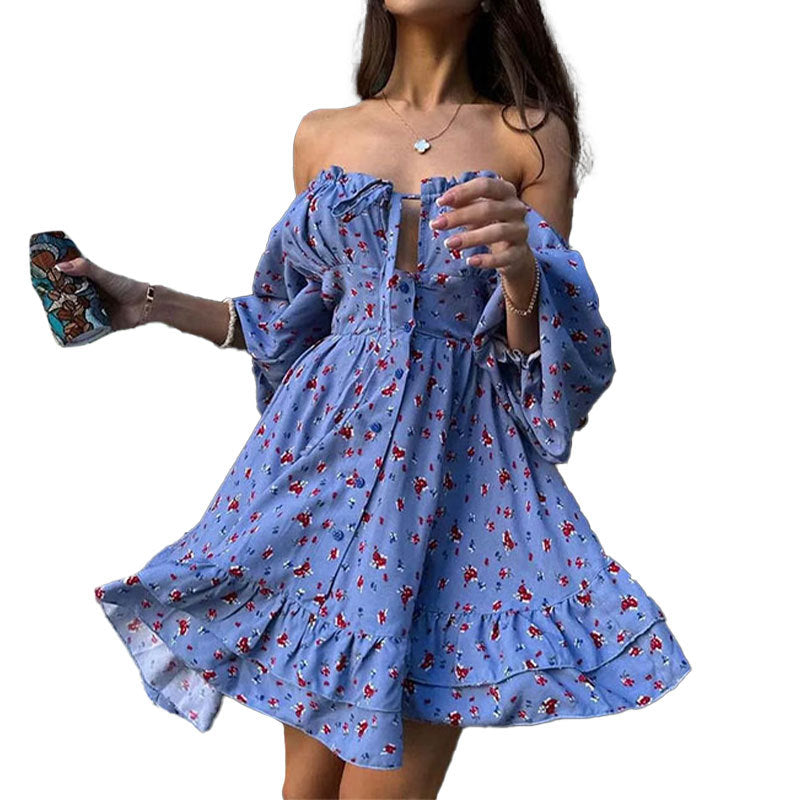 Robe femme décolletée avec motifs floraux et détails froncés Chic & Stil