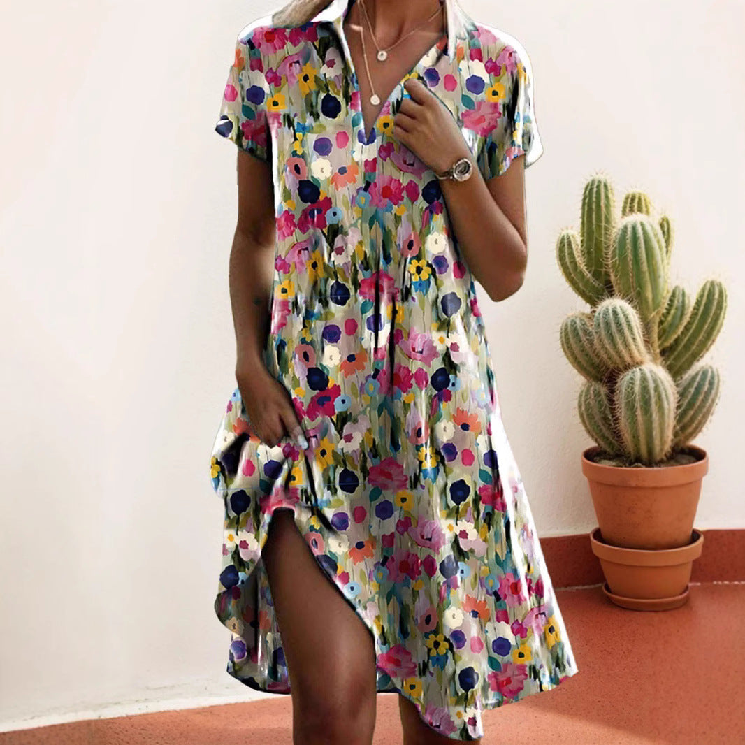 Casual dress for women with a floral design and an asymmetrical cut Lune London