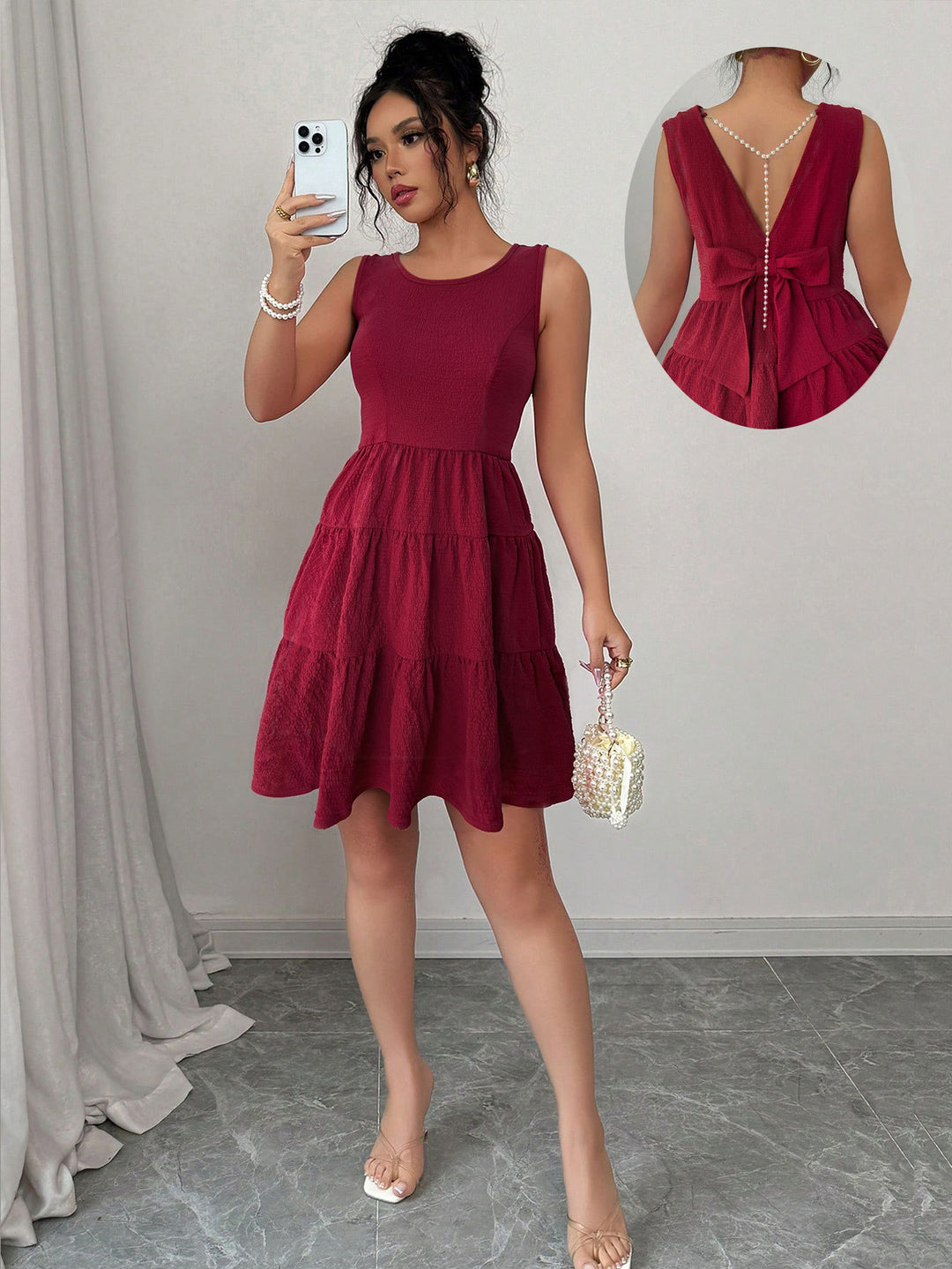 Robe d'été aérienne pour femme avec un élégant décolleté en V et un ourlet volé Chic & Stil