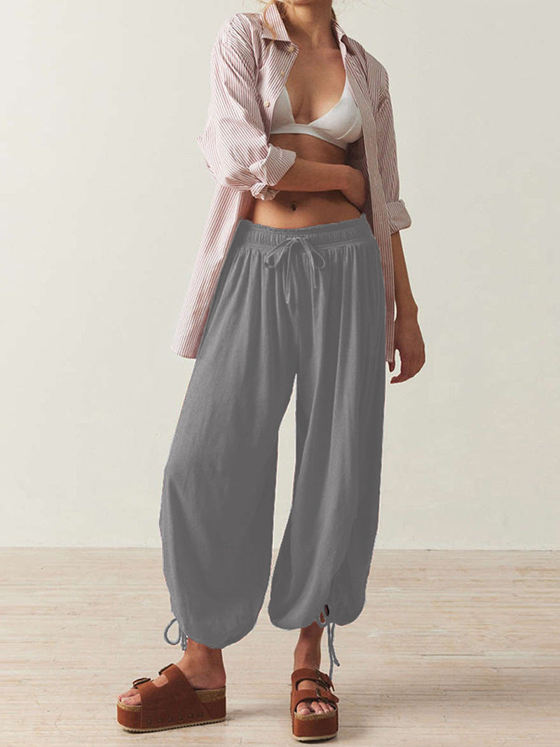 Casual harem pants for women with elastic waistband and drawstring Lune London