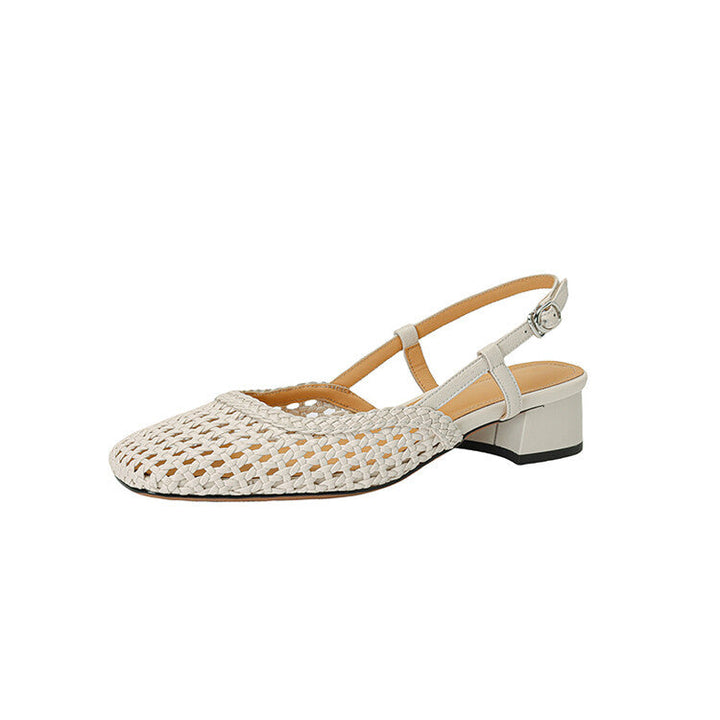 Women's Slingback Sandals with Braided Design and Elegant Block Heel Lune London