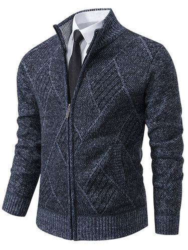 Men's knit jacket with a modern braid design and practical zipper Lune London