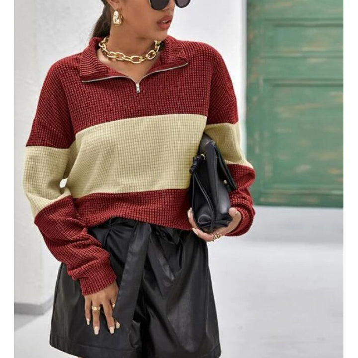 Sweat femme avec fermeture éclair et rayures en bloc Chic & Stil