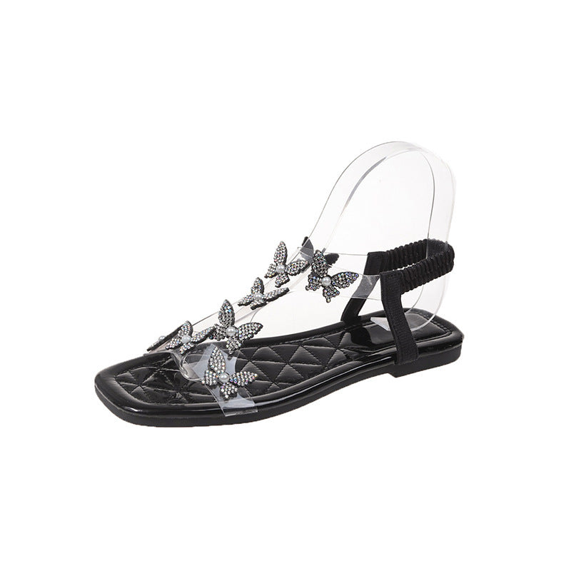 Ladies elegant sandals with rhinestone embellishments Lune London