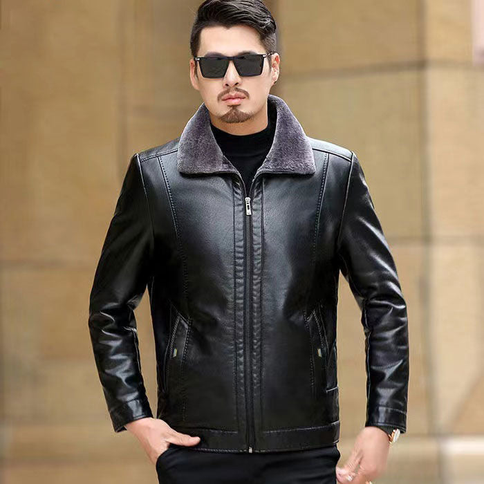 Elegant faux leather jacket for men with heated collar Lune London