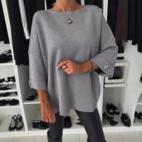 Pull en tricot oversized pour dames avec des boutons décoratifs Chic & Stil
