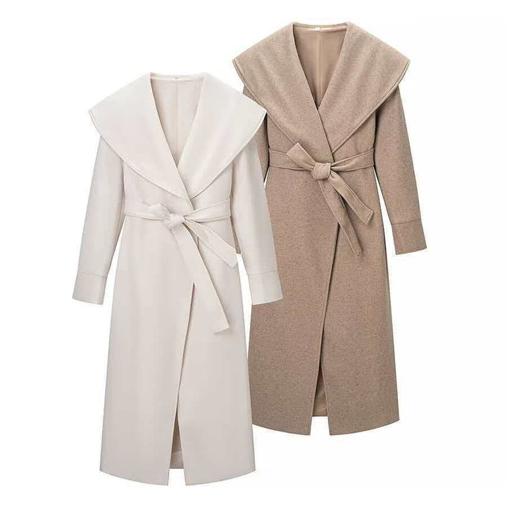 Manteau élégant pour femmes avec grands revers et ceinture à la taille Chic & Stil