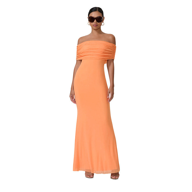 Elegant evening dress for women with a chic off-shoulder design