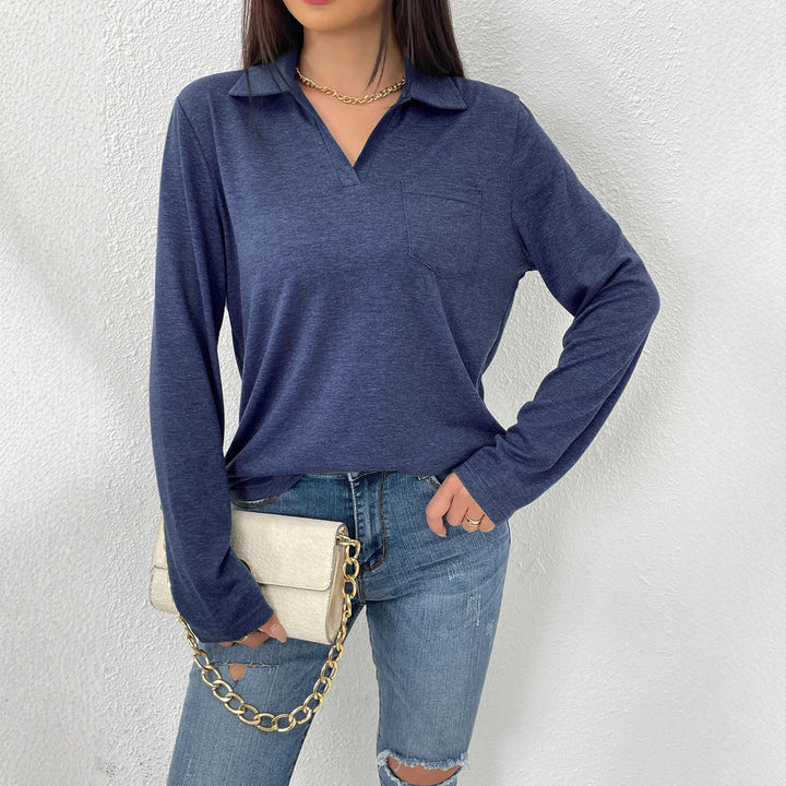 Long-sleeve blouse for women with modern collar and chest pocket Lune London