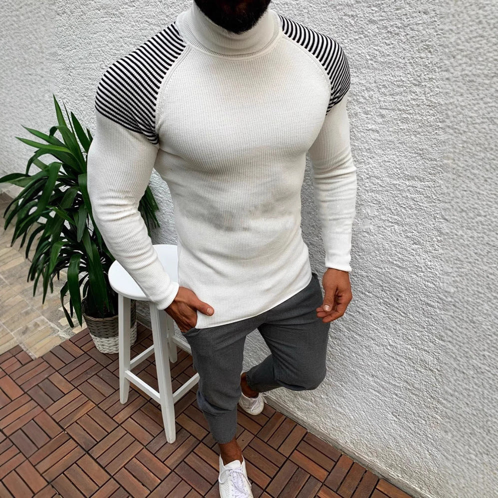 Men's high-quality functional sweater with stylish high collar and chic textured design