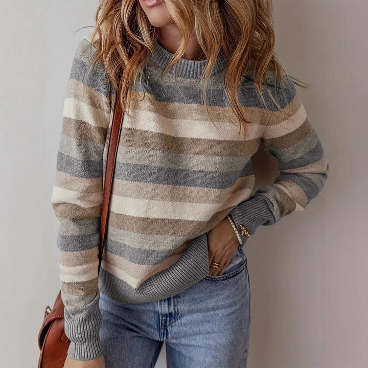 Fashionable knitted sweater for women with trendy stripes and relaxed fit Lune London