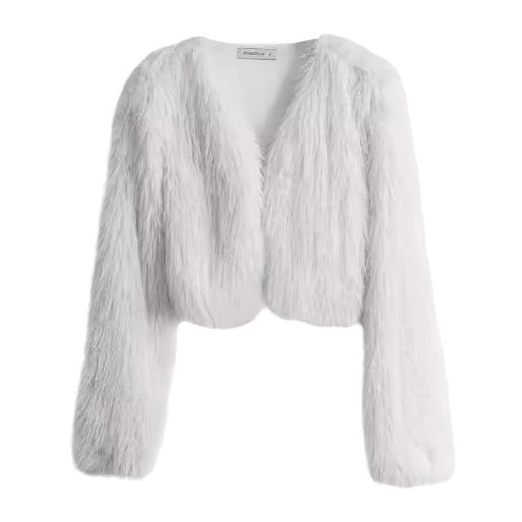 Ladies Short Plush Open Cut Jacket Lune London