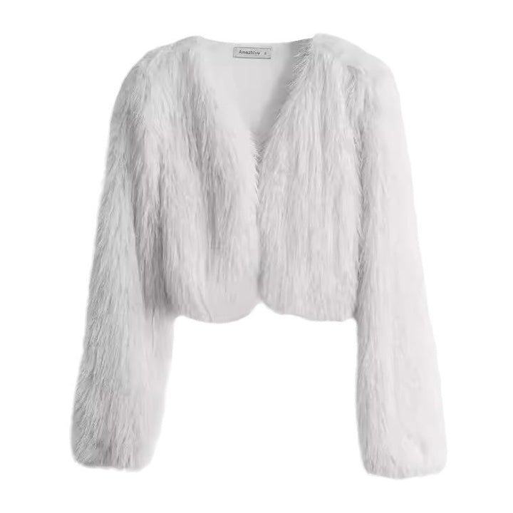 Ladies Short Plush Open Cut Jacket Lune London