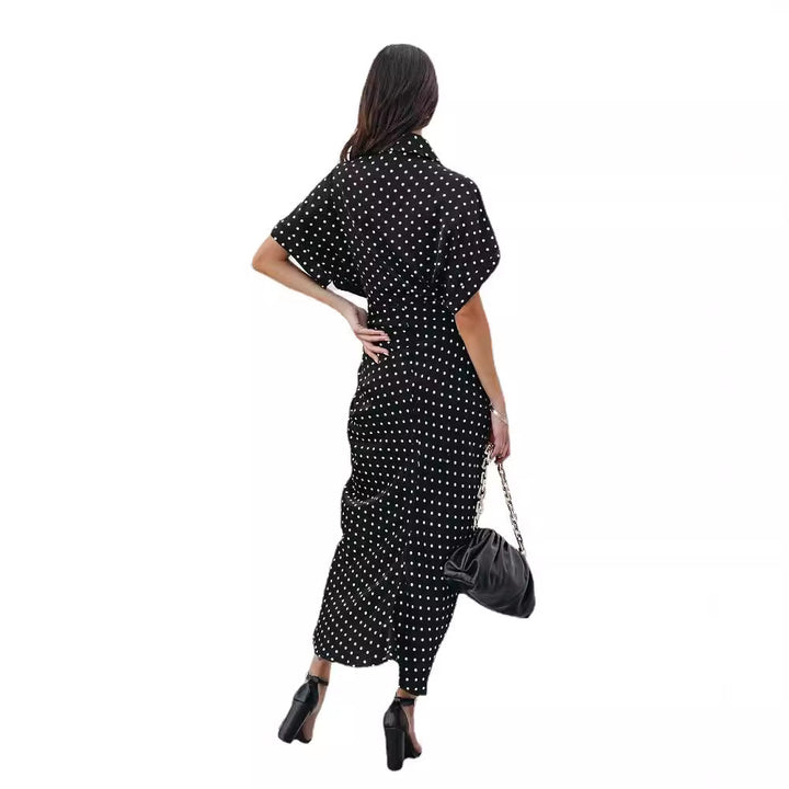 Polka dot midi dress for ladies with tie belt Lune London
