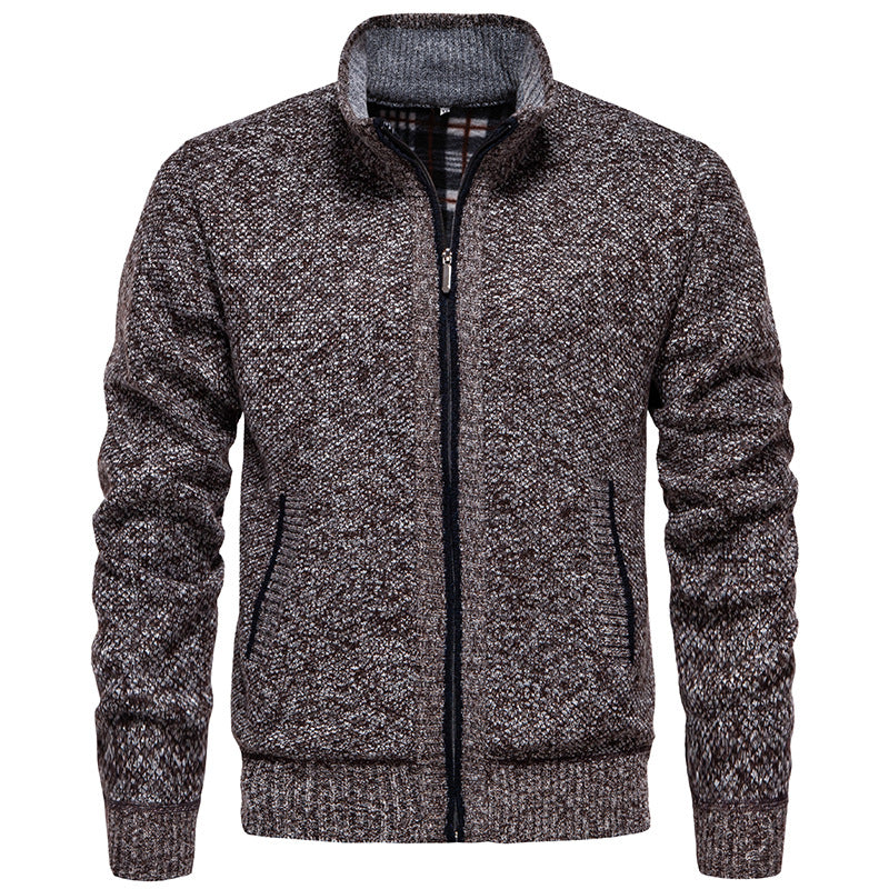 Stylish knitted jacket for men with high collar and practical pockets Lune London