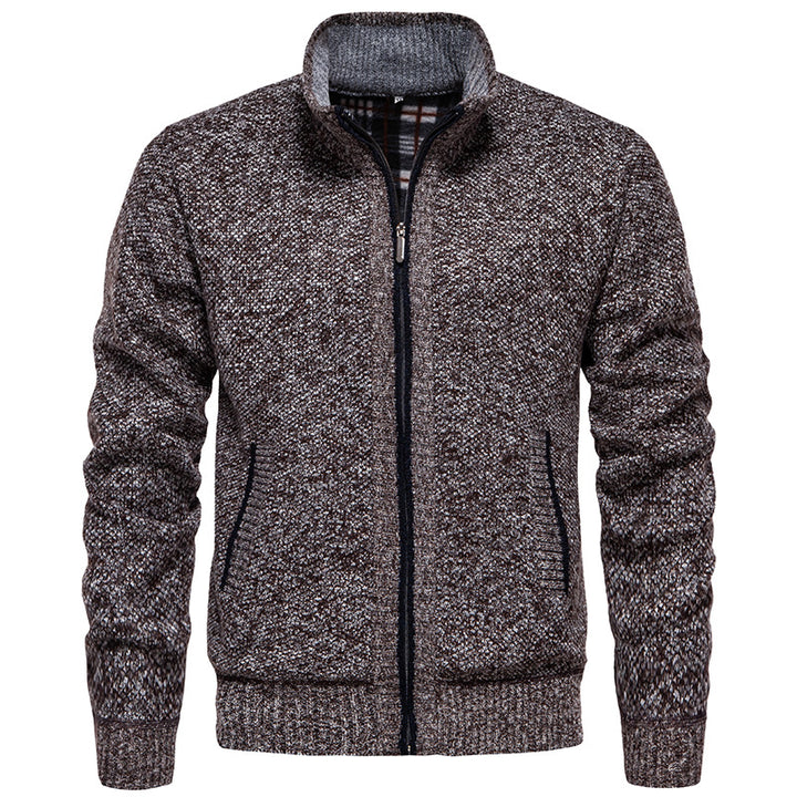 Stylish knitted jacket for men with high collar and practical pockets Lune London