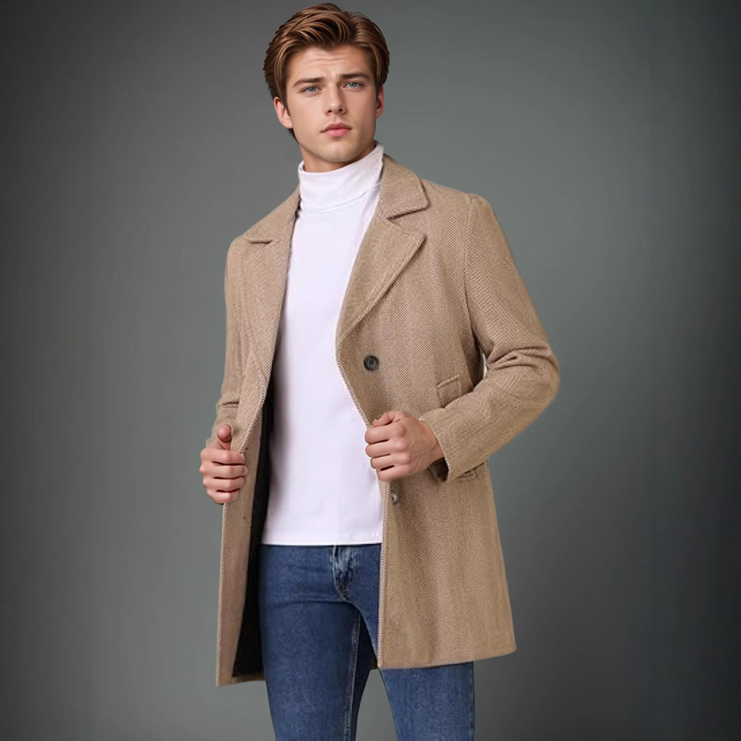 Elegant reversible coat for men with double-breasted buttons and hidden belt Lune London