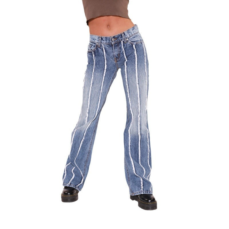 Bootcut jeans for women with a striking striped design Lune London