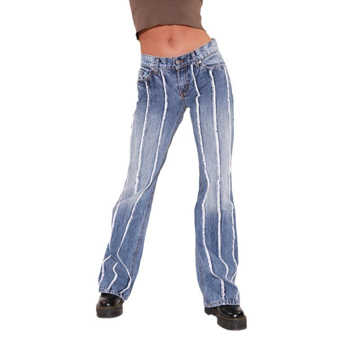 Bootcut jeans for women with a striking striped design Lune London