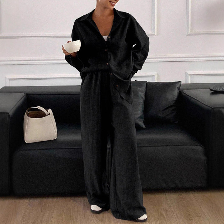 Ladies elegant casual linen blouse and wide pants Lune London