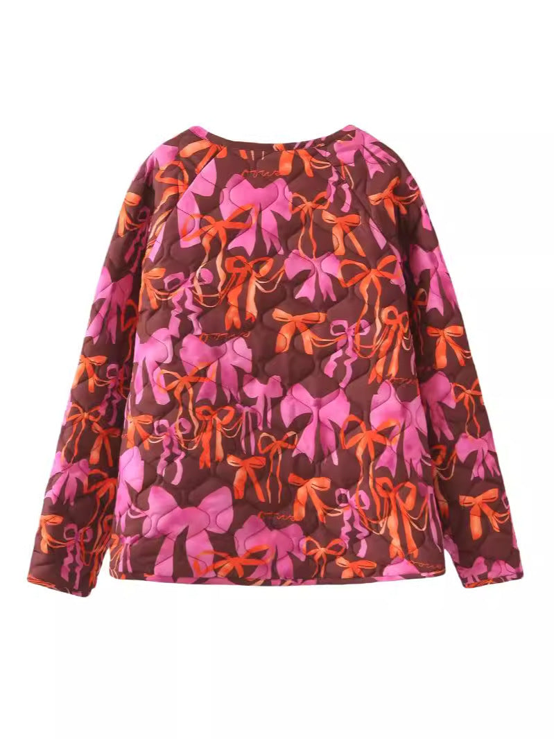 Quilted jacket for women with playful bow pattern Lune London