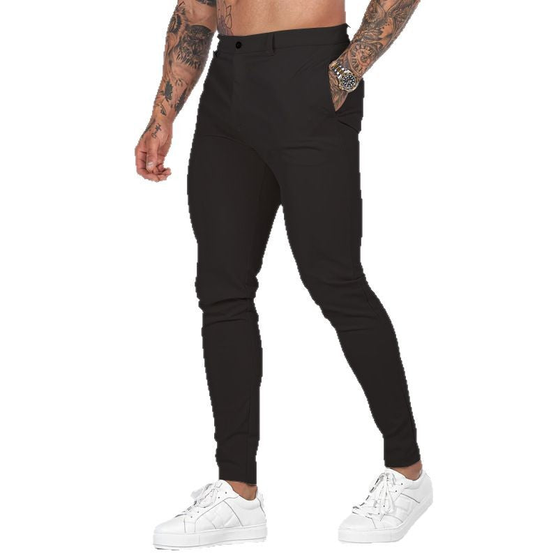 Men's Elegant Slim-Fit Chino Pants with Elastic Waistband and Practical Pockets Lune London