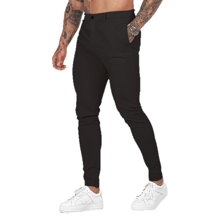 Men's Elegant Slim-Fit Chino Pants with Elastic Waistband and Practical Pockets Lune London