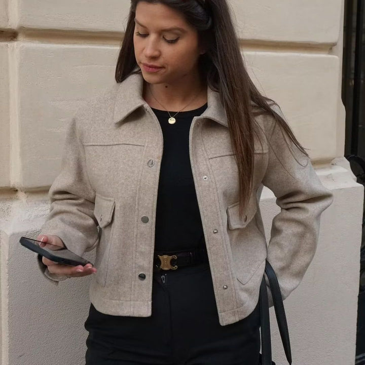 Short jacket for women made of high-quality material with practical chest pockets Lune London