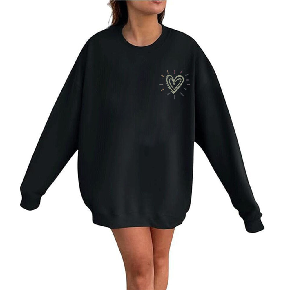 Sweatshirt surdimensionné pour femmes avec motif cœur mignon et coupe décontractée Chic & Stil