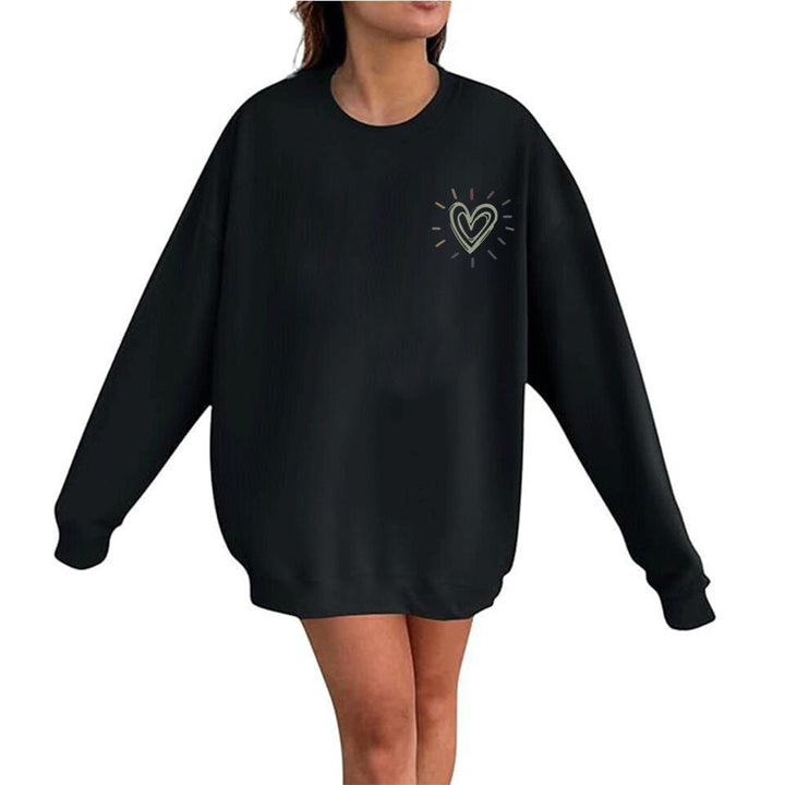 Sweatshirt surdimensionné pour femmes avec motif cœur mignon et coupe décontractée Chic & Stil