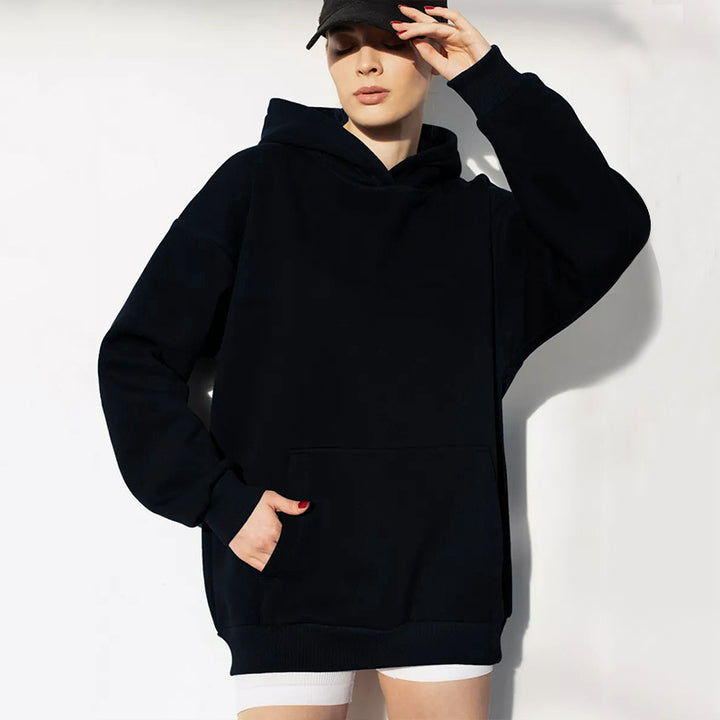 Ladies oversized hoodie with a practical kangaroo pocket design Lune London