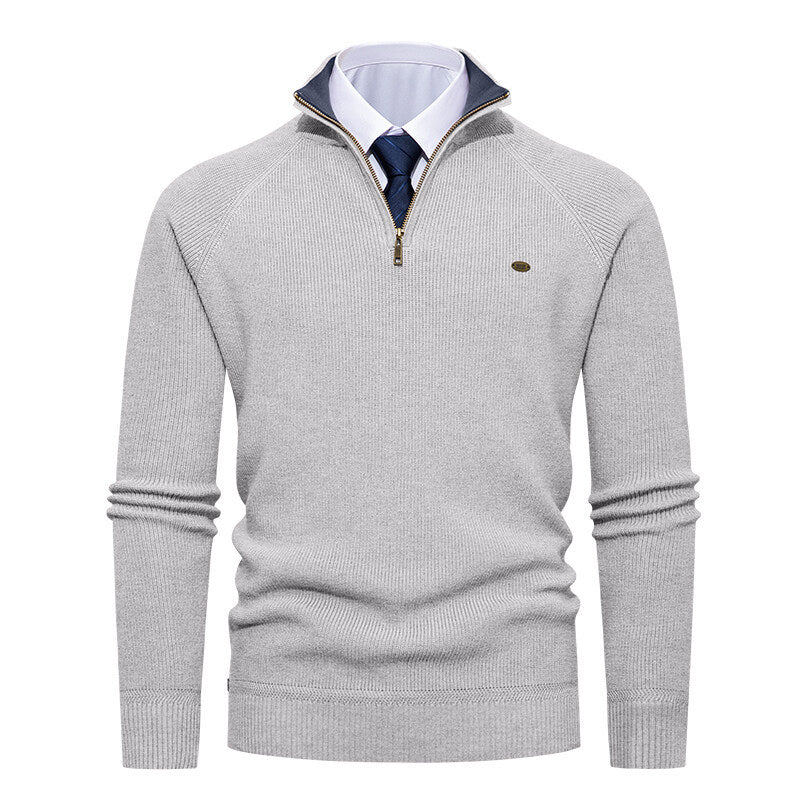 Elegant knitted pullover for men with high collar and zipper Lune London