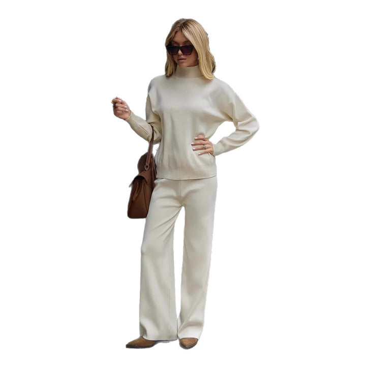 Ladies elegant knit set with high collar Lune London