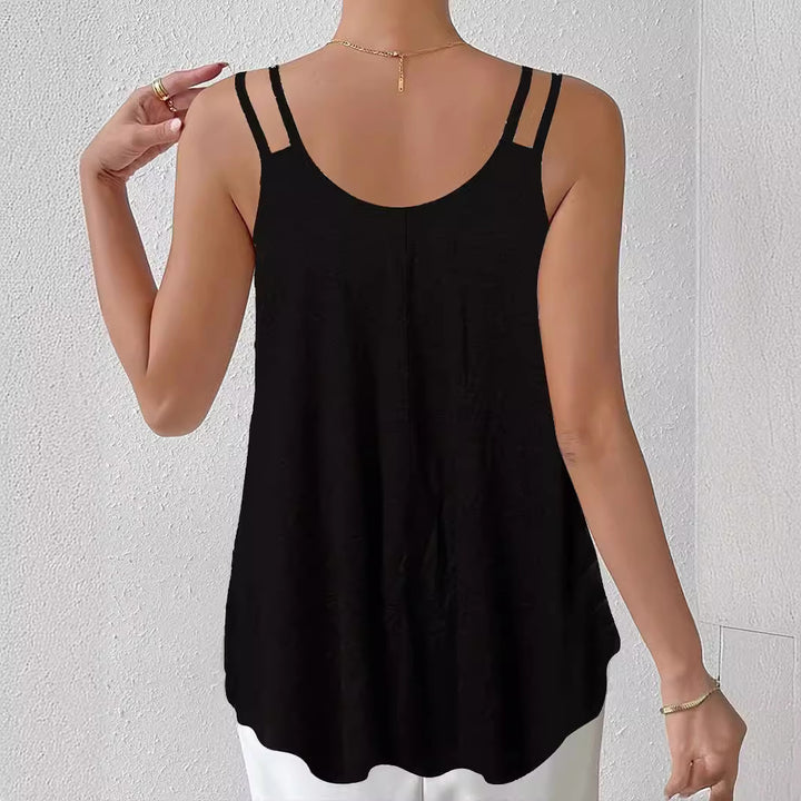 Ladies spaghetti strap airy top with asymmetrical cut Lune London