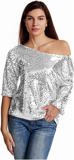 Ladies Sparkling Sequin Blouse Lune London