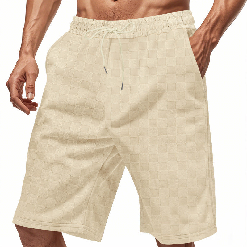 Casual beach shorts for men with elastic waistband and modern checked pattern Lune London