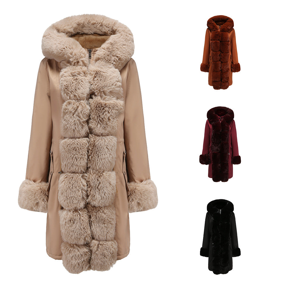 Women's Fashion Long Coat with Faux Fur Trim Lune London
