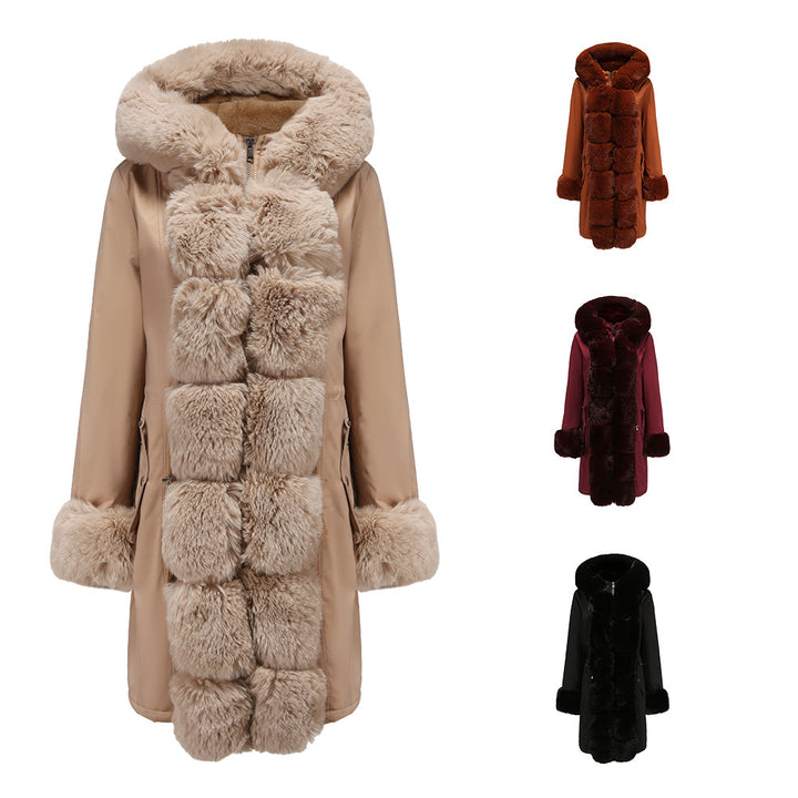 Women's Fashion Long Coat with Faux Fur Trim Lune London