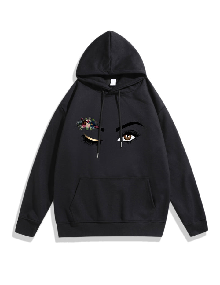 Ladies Hoodie with Creative Eye Motif Chic & Stil