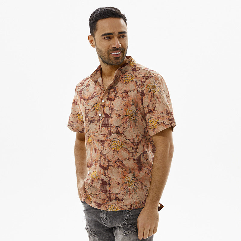 Short-sleeve shirt for men with floral pattern and modern fit Lune London