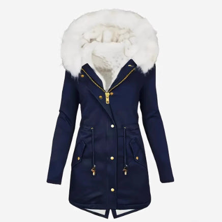 Ladies padded winter coat with removable hood Lune London