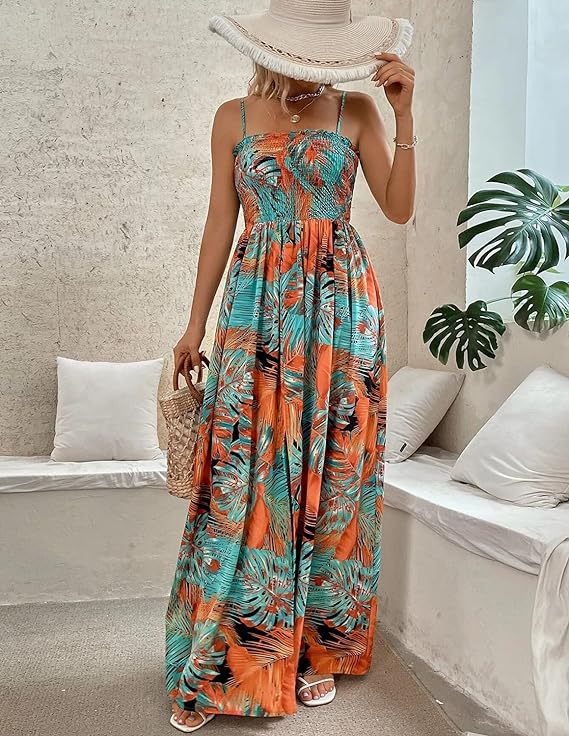 Maxi dress for women with adjustable spaghetti straps Lune London