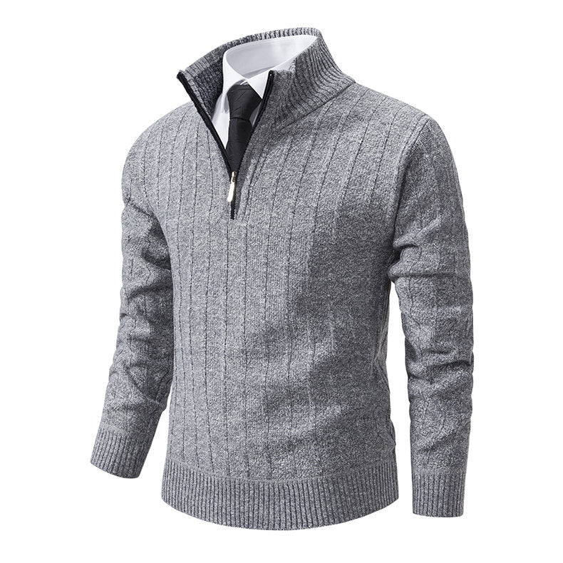 Men's elegant knitted sweater with half-zip Lune London