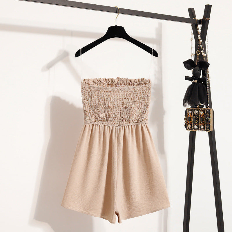 Dress jumpsuit for women with a waist accentuated by buttons and elastic top Lune London