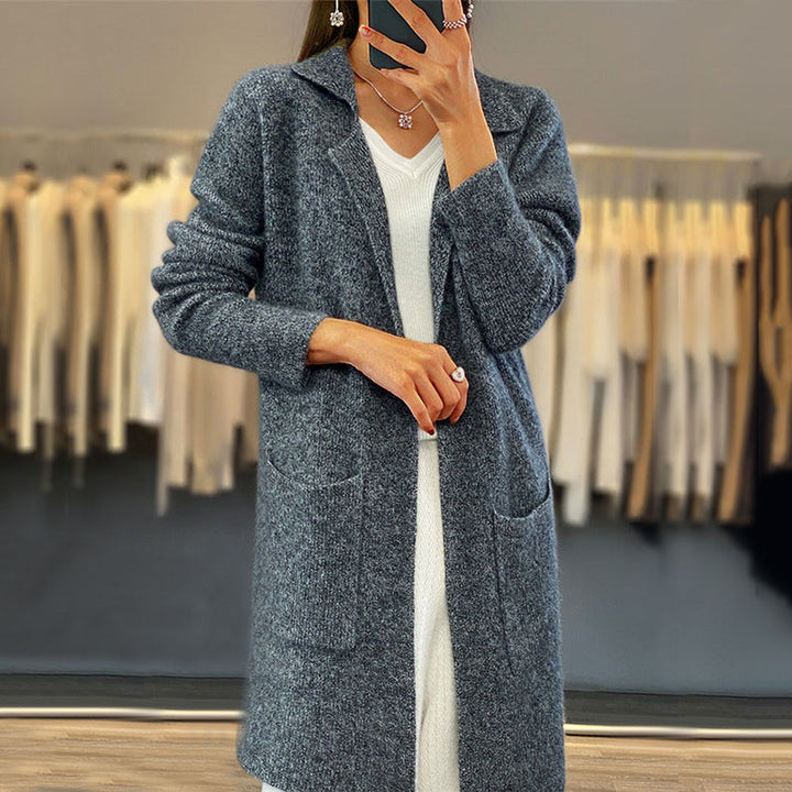 Oversized women’s cardigan with a deep V-neck and practical pockets Lune London
