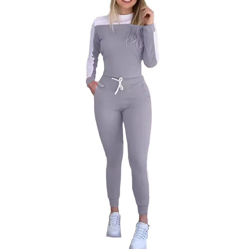 Women Sporty Jumpsuit with Removable Straps and Contrasting Side Stripes Lune London