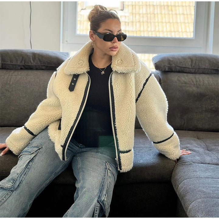 Fleece jacket for women with high collar Lune London