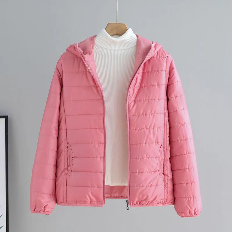 Ladies quilted transitional jacket with practical pockets and hood Lune London