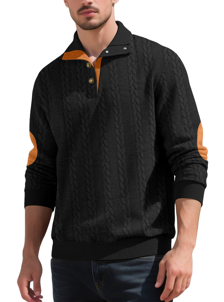 Trendy knit sweater for men with button placket and contrasting details Lune London